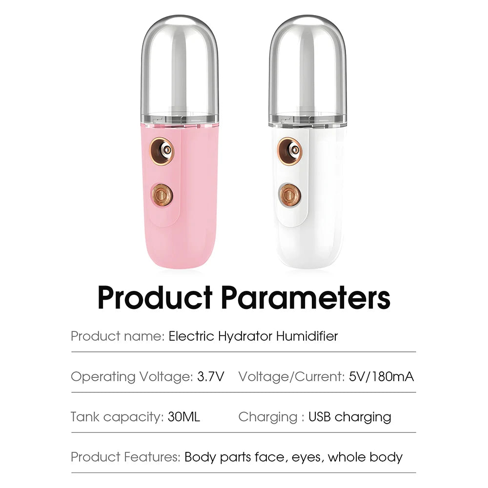 Mini Facial Steamer Nano Spray Moisturizing Vaporizer Face Mist Cold